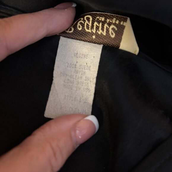 Regine Black Suede Rayon Maxi Dress Womens Sz Medium Long Sleeves Whimsigoth VTG - Picture 7 of 9